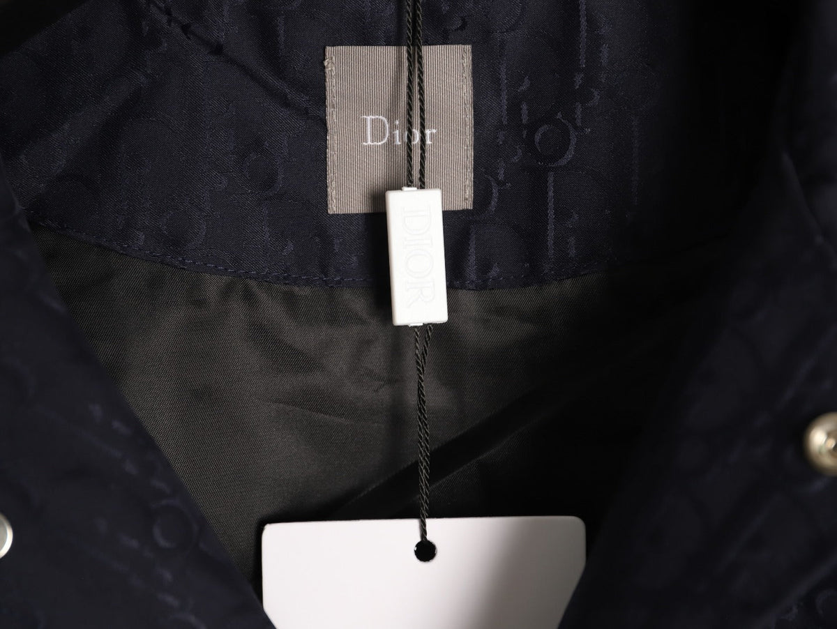 Dior CD Oblique Pattern Button-Front Jacket - Navy