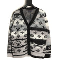 Louis Vuitton Gradient Monogram-Style V-Neck Cardigan - Gray and Black